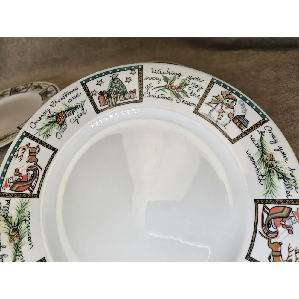 EUC 4 Mikasa HK713 CHRISTMAS WISH Dinner Plates Ultima+ Super Strong Fine China